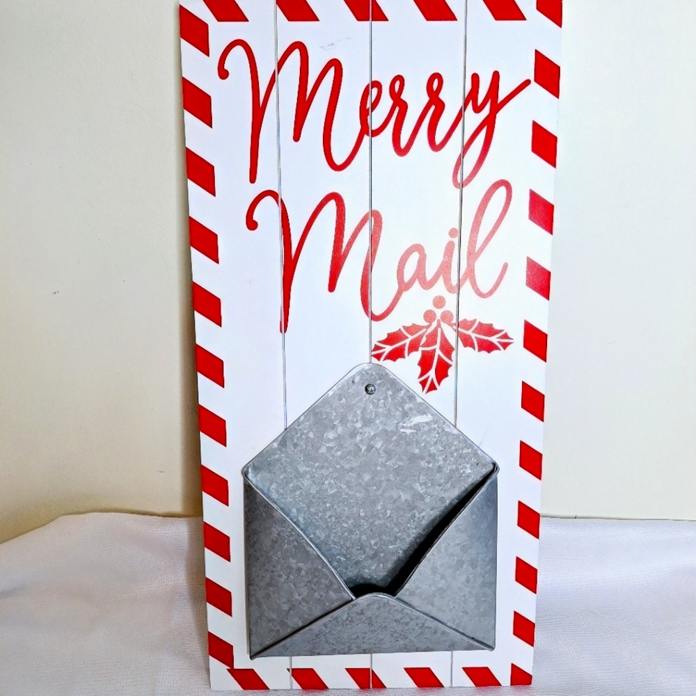 Candy Cane Lane brand"Letters to Santa" letter holder wall art.
